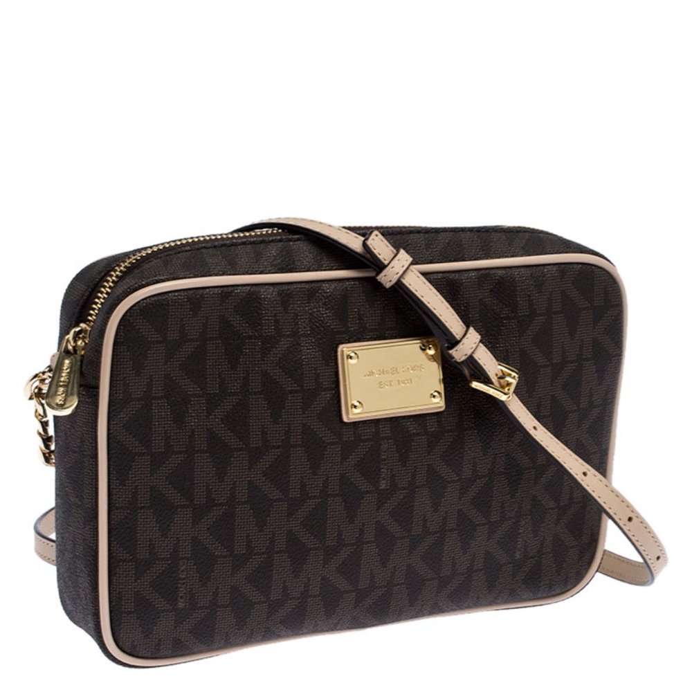 Michael Kors Brown Signature Camera Jet Set
